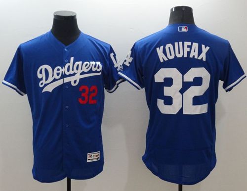Dodgers #32 Sandy Koufax Blue Flexbase Authentic Collection Stitched MLB Jersey - Click Image to Close